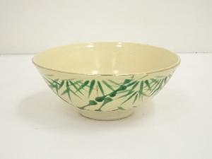 京焼　龍靖造　色絵竹笹茶碗
